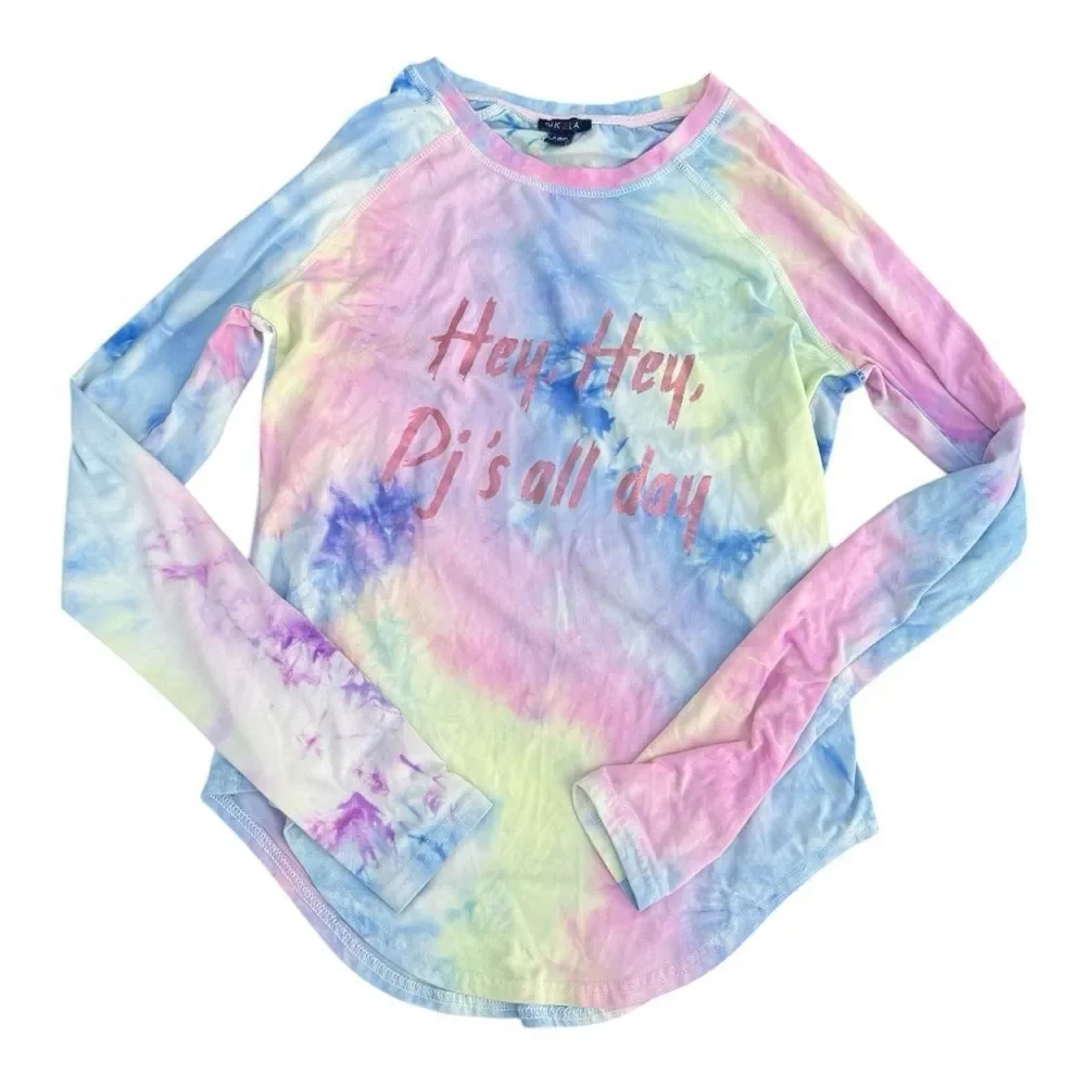 Tie Dye Pajama Set Womens Small Long Sleeve Lounge Sleep Set